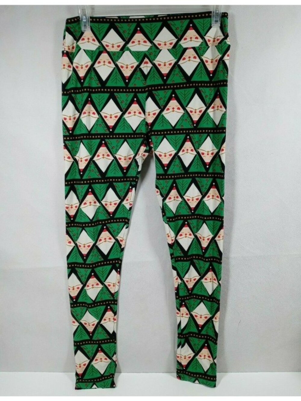 LuLaRoe Tall & Curvy Leggings With Santa Claus & Christmas Trees Design
